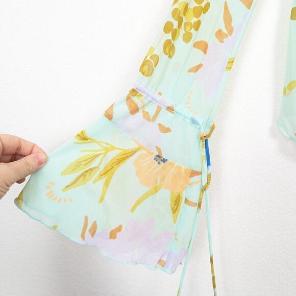 Free People Of Paradise Floral Bell Sleeve Sheer Blouse - Picture 5 of 9